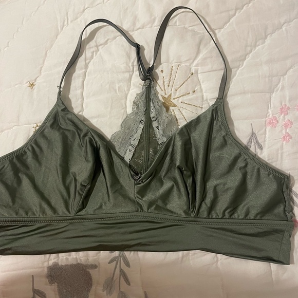 aerie Other - Olive Green Lace-Back Bralette